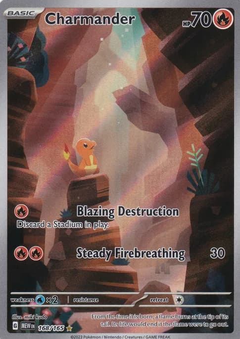 A 2023 Pokemon Scarlet & Violet 151 Charmander illustration rare card, scanned.