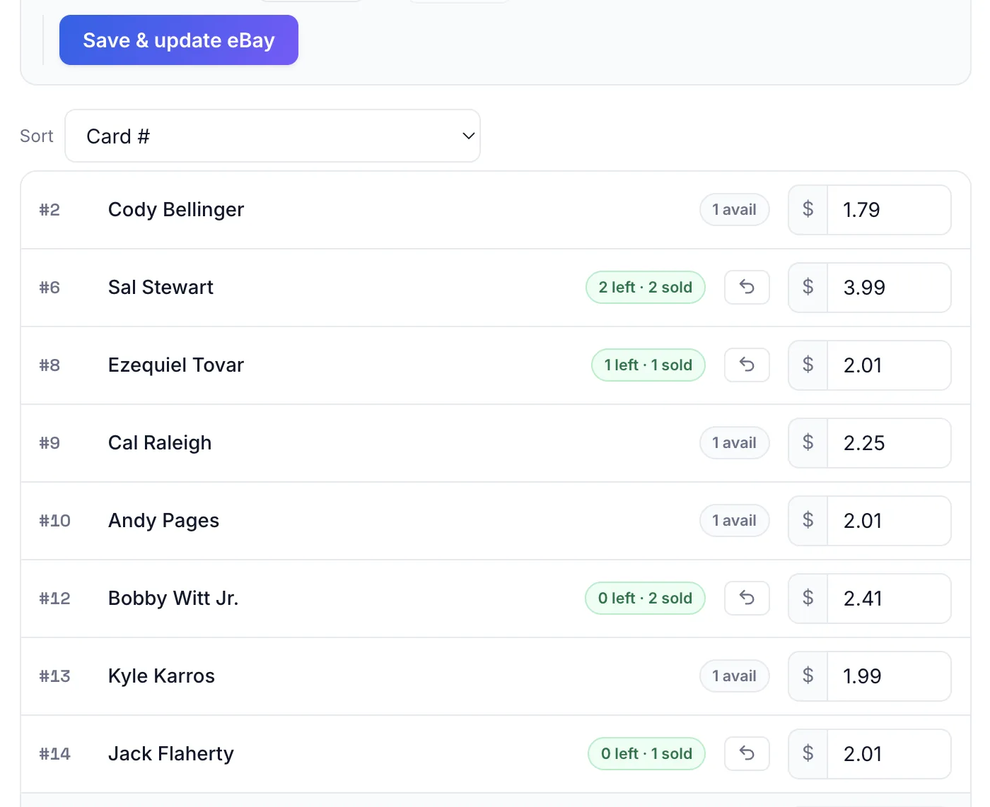 you pick inventory and pricing tools
