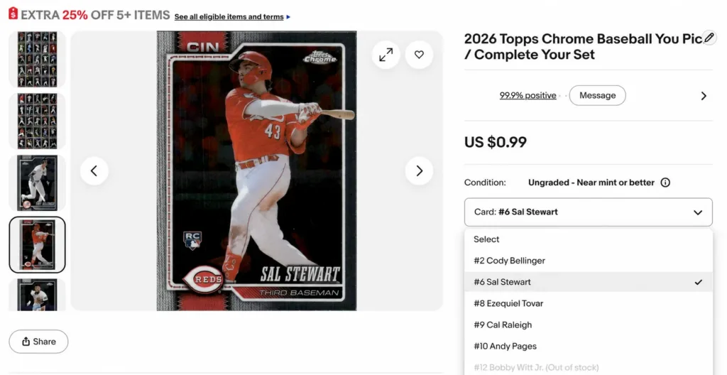 you pick listing for trading cards